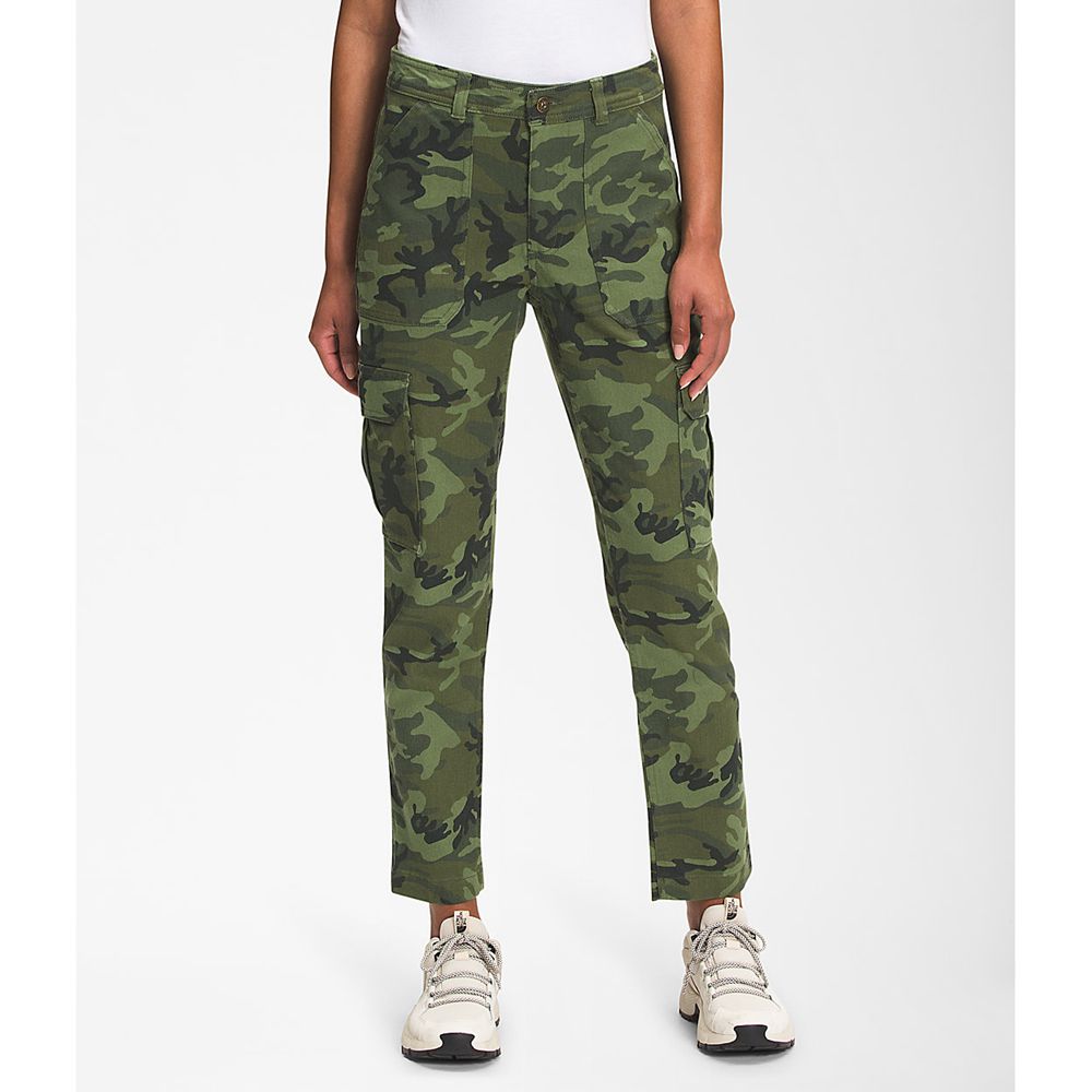 The North Face Pants Womens Australia - The North Face Printed Heritage Cargo Green / Camo Print (EN